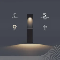 Calex LED-sokkellampe Terni, sort aluminium, IP65