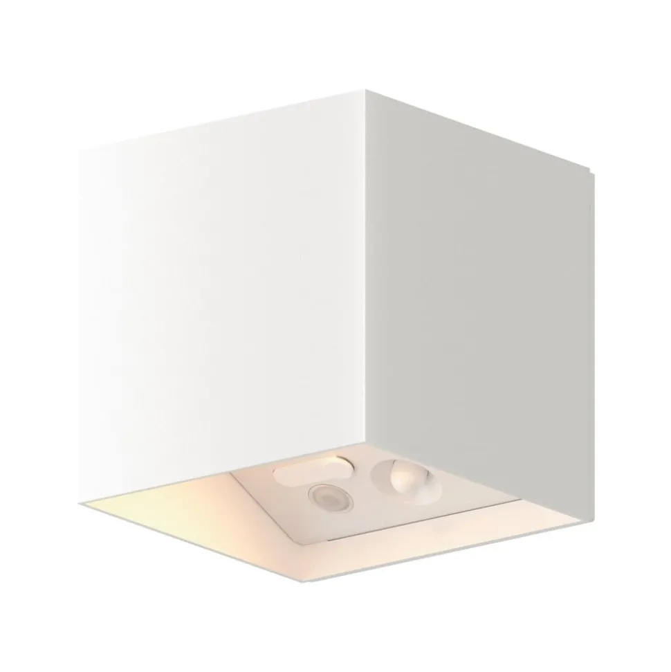 Calex LED-udendørs væglampe med batteri og sensor Volterra, hvid, IP44