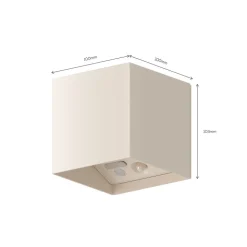 Calex LED-udendørs væglampe med batteri og sensor Volterra, sand, IP44