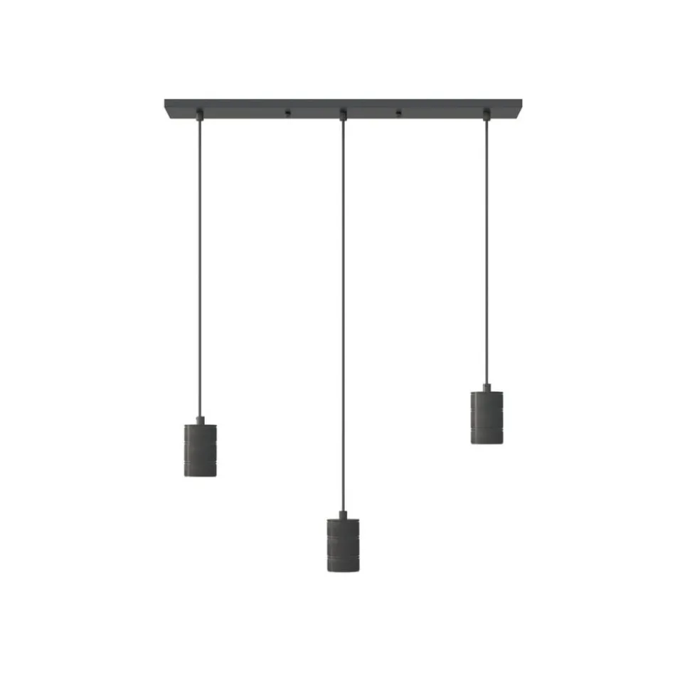Calex Retro pendellampe, kantet, 3 lyskilder, sort