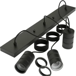 Calex Retro pendellampe, kantet, 3 lyskilder, sort
