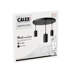 Calex Retro pendellampe, rund, 3 lyskilder, sort