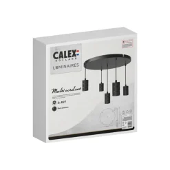 Calex Retro pendellampe, rund, 5 lyskilder, sort