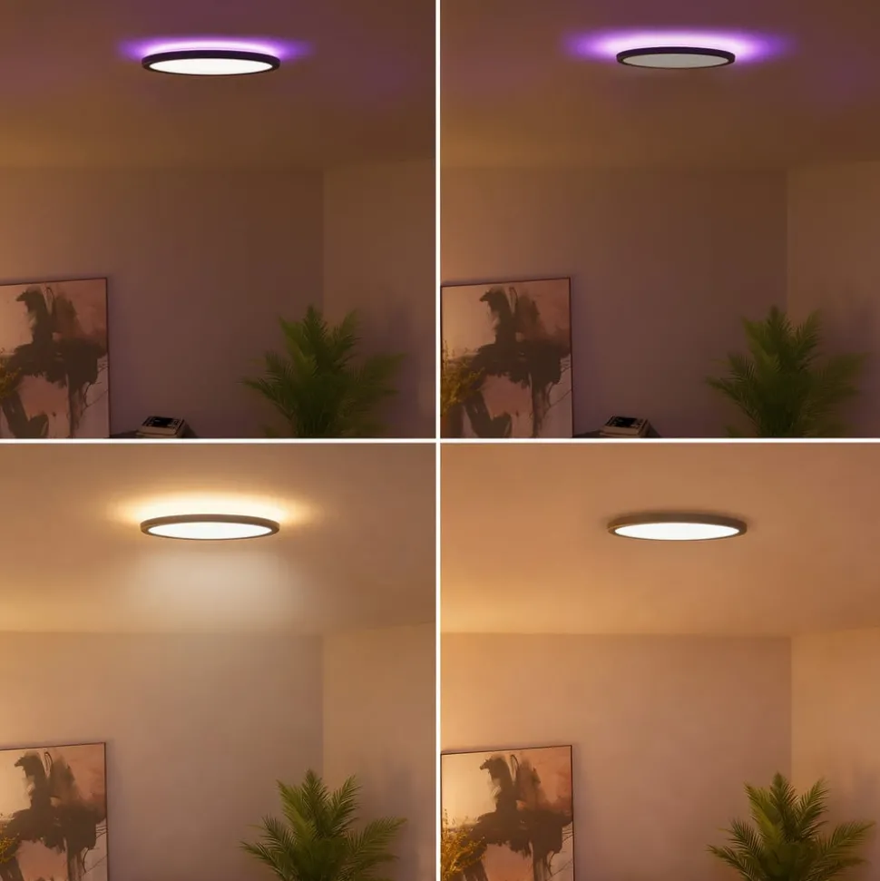Calex Smart LED-loftlampe HALO Ø 40 cm sort IP54 RGB CCT