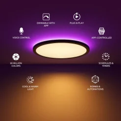 Calex Smart LED-loftlampe HALO Ø 40 cm sort IP54 RGB CCT