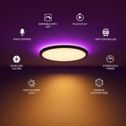 Calex Smart LED-loftlampe HALO Ø 30 cm sort IP54 RGB CCT