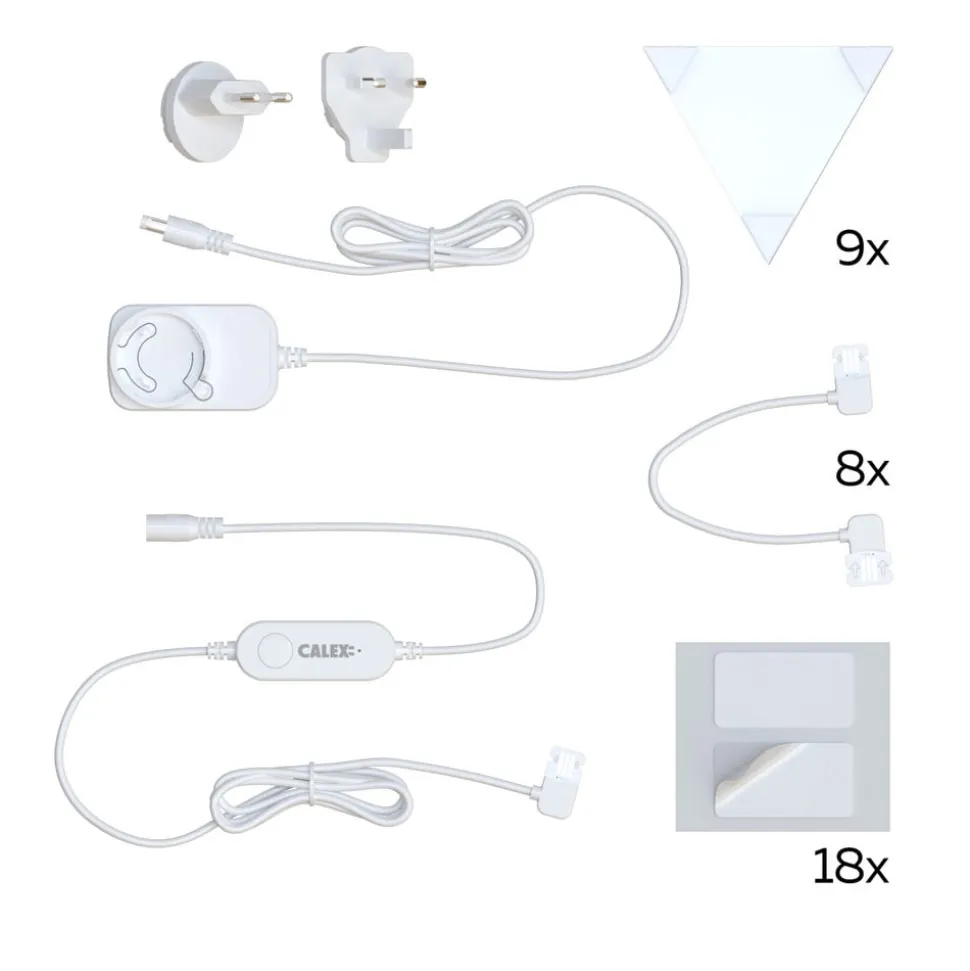 Calex Smart LED-væglampe TRIANGLES, 9-delt, RGBW, dæmpbar