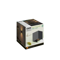 Calex udendørs LED-væglampe Cube, op/ned, højde 10 cm, sort