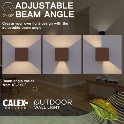 Calex udendørs LED-væglampe Cube, op/ned, højde 10 cm, rustbrun