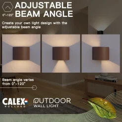 Calex udendørs LED-væglampe oval, op/ned, højde 10 cm, rustbrun