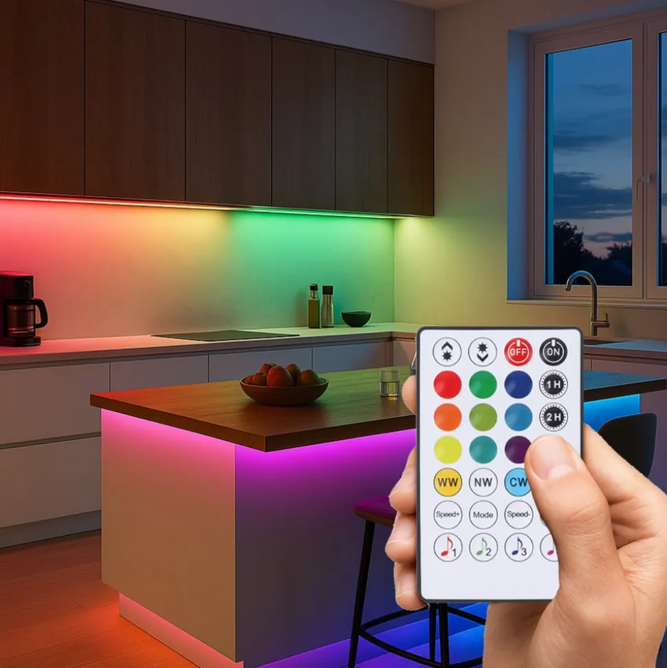 Calex Vista LED-strip, længde 20 m, RGB, CCT fjernbetjening