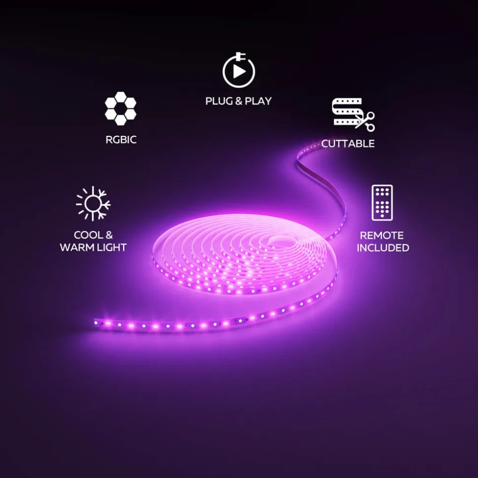 Calex Vista LED-strip, længde 20 m, RGB, CCT fjernbetjening