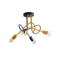 Cambridge loftlampe, 4 lyskilder, sort-orange
