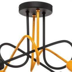 Cambridge loftlampe, 4 lyskilder, sort-orange