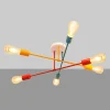 Cambridge loftlampe 6 lyskilder, orange-rød-turkis