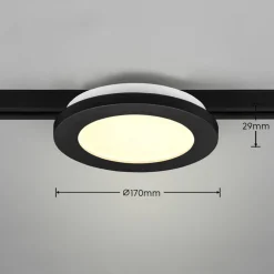 Camillus LED-skinnelampe til DUOline, sort, Ø 17 cm