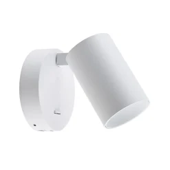 CAN TILT vægspot, hvid, Ø 10 cm, metal, afbryder, USB