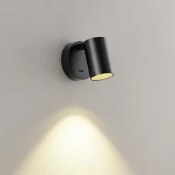 CAN TILT vægspot, sort, Ø 10 cm metal GU10 kontakt