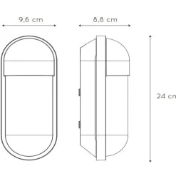 Capsule udendørs væglampe, klar/sort