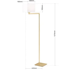 Carlton tekstilgulvlampe, mat messing