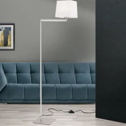 Carlton tekstilgulvlampe, mat nikkel