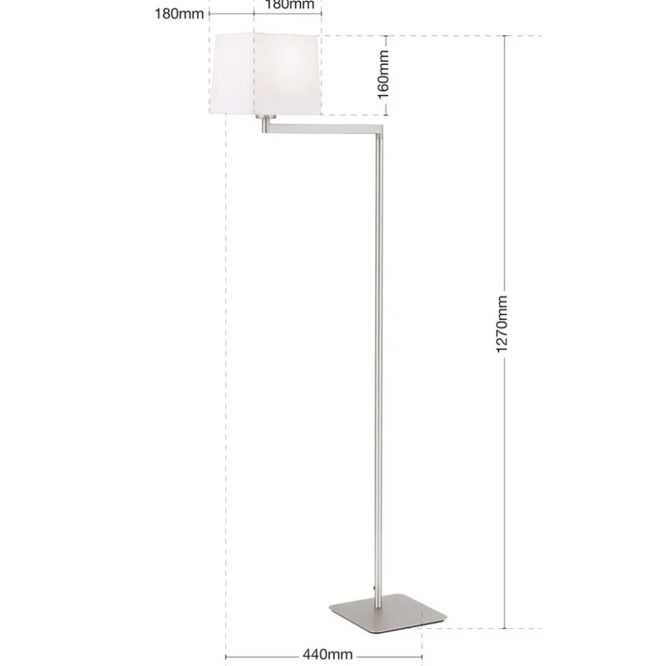 Carlton tekstilgulvlampe, mat nikkel