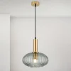 Carneval pendellampe, antik messing/røggrå, Ø 25 cm, glas
