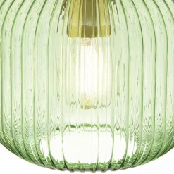 Carneval pendellampe, antik messing/grøn, Ø 20 cm, glas
