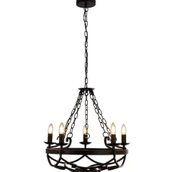 Cartwheel III lysekrone, 5 lyskilder, Ø 54 cm, sort, metal
