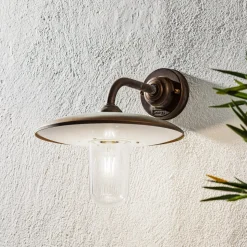 Casale udendørs væglampe, antik kobber klart glas
