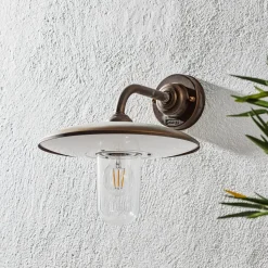 Casale udendørs væglampe, antik kobber klart glas