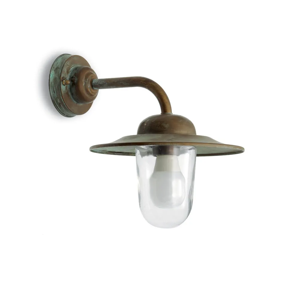 Casale udendørs væglampe, messing, glas, IP44, udspring 30 cm