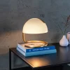 Cato retro-bordlampe med skærm af mælkeglas, hvid