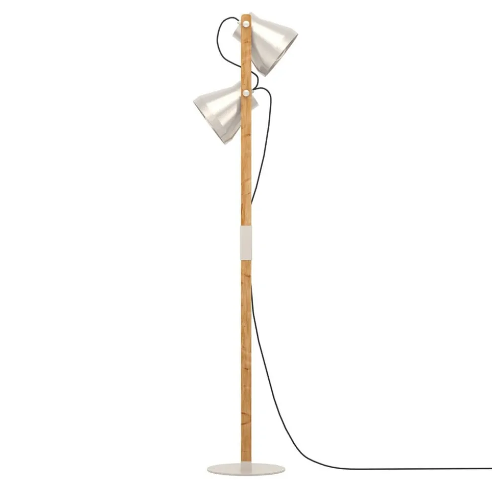 Cawton gulvlampe, højde 134,5 cm, stål/brun, 2 lyskilder i stål