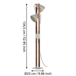 Cawton gulvlampe, højde 134,5 cm, stål/brun, 2 lyskilder i stål