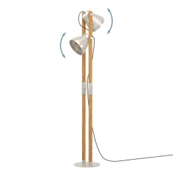 Cawton gulvlampe, højde 134,5 cm, stål/brun, 2 lyskilder i stål