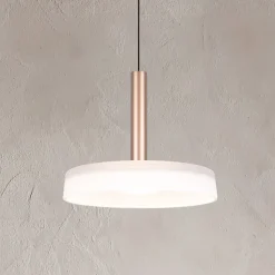 Celeste LED-hængelampe, hvid/brun, Ø 22 cm, glas, dæmpbar