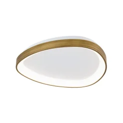 Charlie loftlampe, Ø 45 cm, opalhvid, antik messingfarve