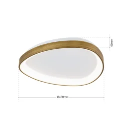 Charlie loftlampe, Ø 45 cm, opalhvid, antik messingfarve