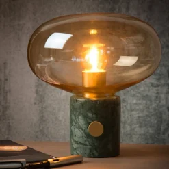 Charlize bordlampe, marmoreret grøn/ravgul