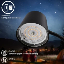 Cielo LED-gulvlampe, sort, touchdæmper, USB-kabel