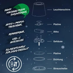 Cielo LED-gulvlampe, sort, touchdæmper, USB-kabel