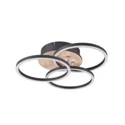 Circle LED-loftlampe 3 lysk fjernbetjening træ