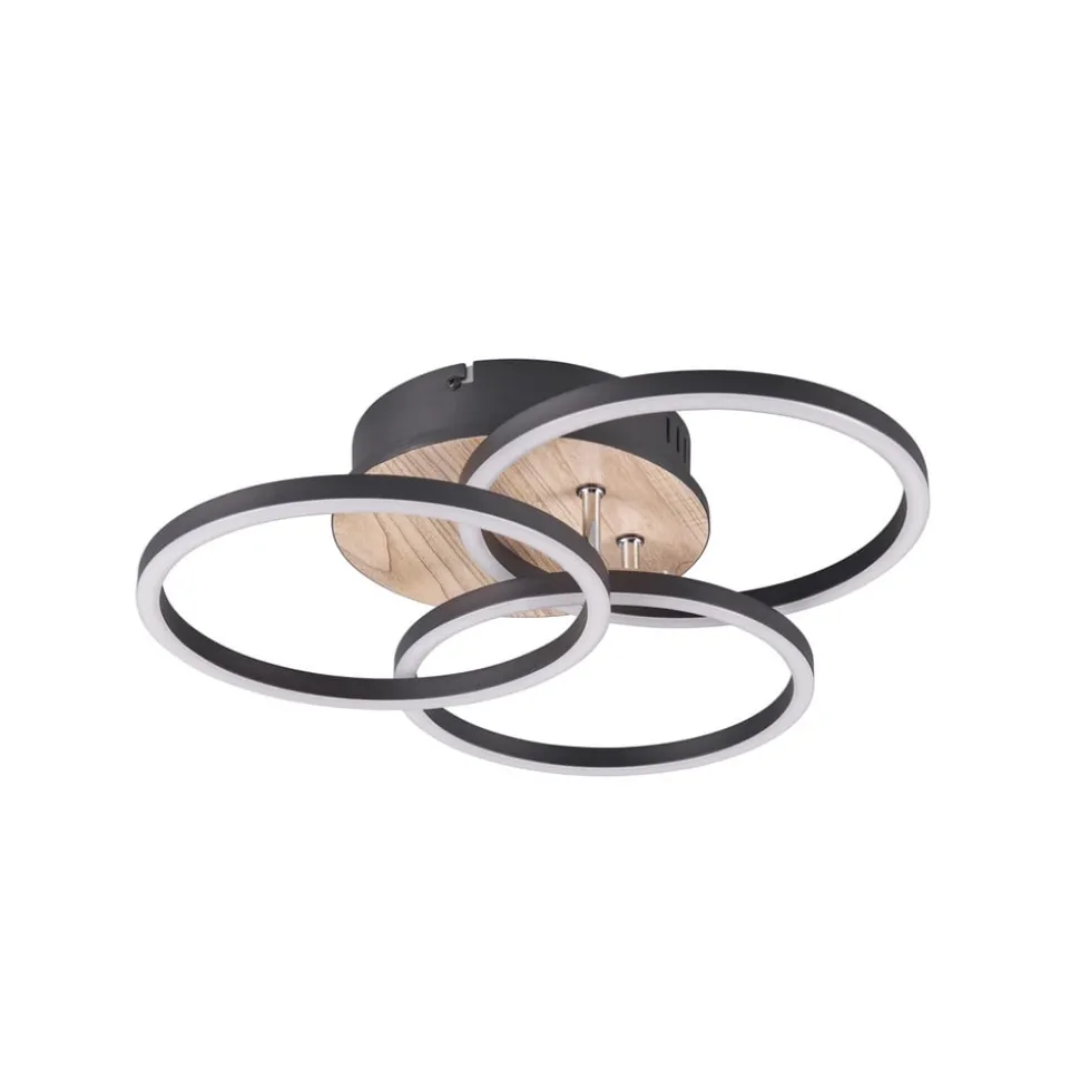 Circle LED-loftlampe 3 lysk fjernbetjening træ