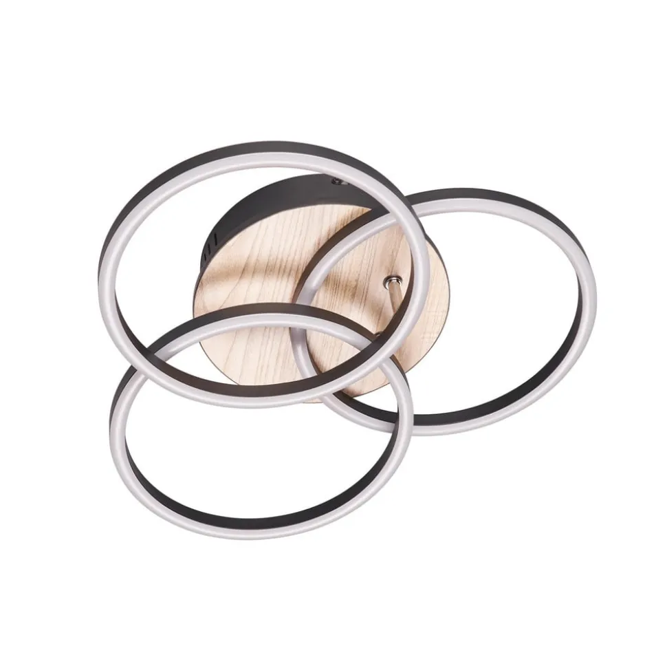 Circle LED-loftlampe 3 lysk fjernbetjening træ