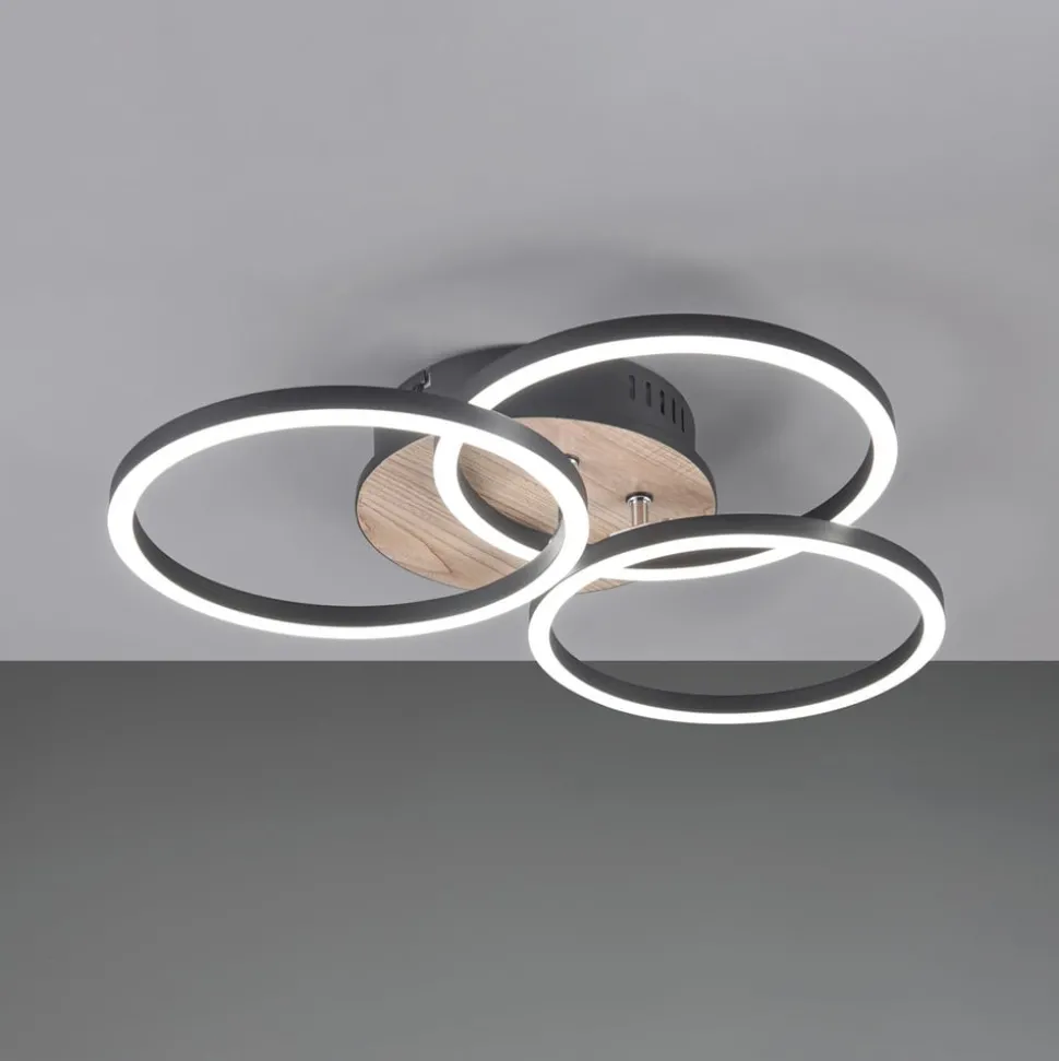 Circle LED-loftlampe 3 lysk fjernbetjening træ