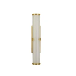 Clamp LED-væglampe, guld/hvidt stål, glas, IP44