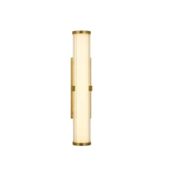 Clamp LED-væglampe, guld/hvidt stål, glas, IP44