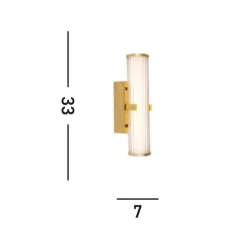 Clamp LED-væglampe, guld/hvidt stål, glas, IP44