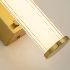 Clamp LED-væglampe, guld/hvidt stål, glas, IP44